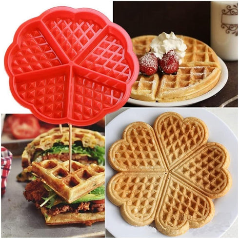 Waffle Mold?Waffle Nonstick Silicone Mold?Silicone Waffle Mould,4 Pcs Heart Shape Silicone Waffle Maker Baking Mold 5 Cavity Pancake Muffin Mold...