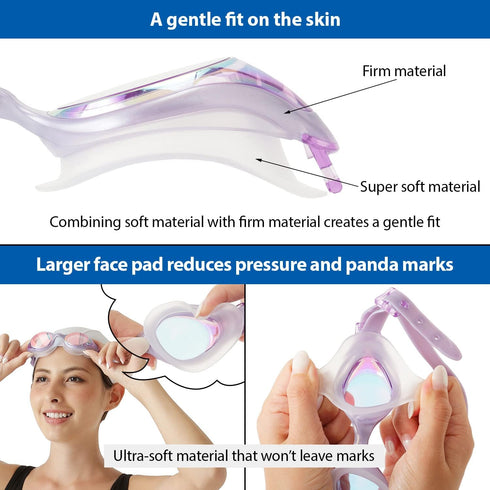 VIEW Swimming Gear V-820ASA Selene SWIPE Anti-Fog Swim Goggles, Black...
