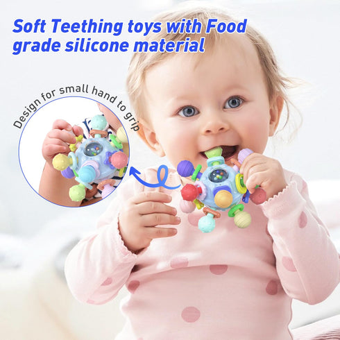 Baby Teething Toys for 0 3 6 9 12 Month Boys Girls, Newborn Infant Toys Rattle Baby Teether Chew Sensory Montessori Toys, Baby Shower Gifts for 1 ...