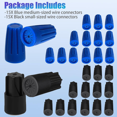 30PCS Waterproof Wire Electrical Connectors 22AWG-12AWG, Outdoor Seal Electrical Twist Nuts Caps Cable Terminal Connector for Landscape Light, Irr...