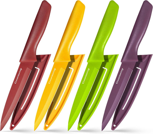 Paring Knife with Cover, Paring Knives Set of 4, 4.5" Paring Knife Set of Premium Stainless Steel, Small Kitchen Knife Set for Fruit and Vegetable...