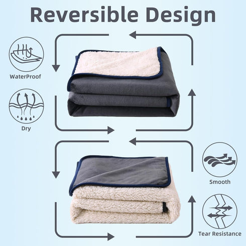 DaysU Waterproof Dog Blanket for Small Dogs - Soft Sherpa Fleece Reversible Pet Blanket, Cat Blanket Washable for Couch Protection, Warm Plush Pup...