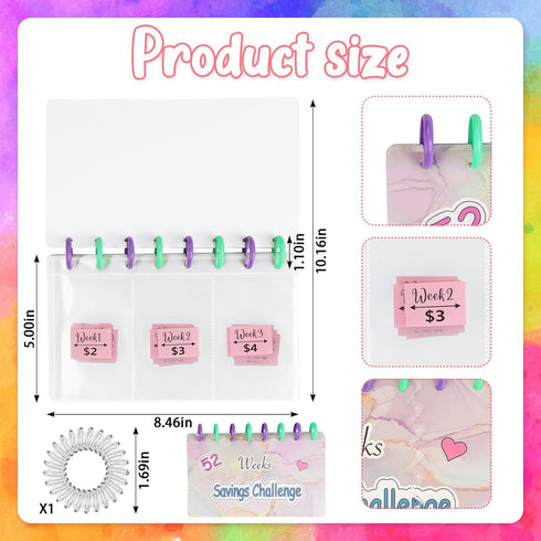 52 Week Saving Challenge Binder for Cash Saving, 52 Week Money Saving Money Envelopes for Cash Saving, Reusable Money Saving Binder Money Organize...