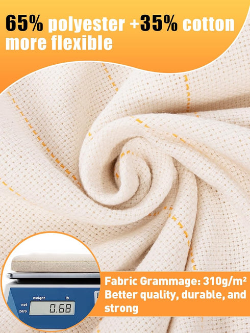 40" × 40" Large Overlocking Tufting Cloth with Marked Lines- Primary Monk's Cloth Punch Needle Fabric for DIY Rug-Punch Tufting Gun...