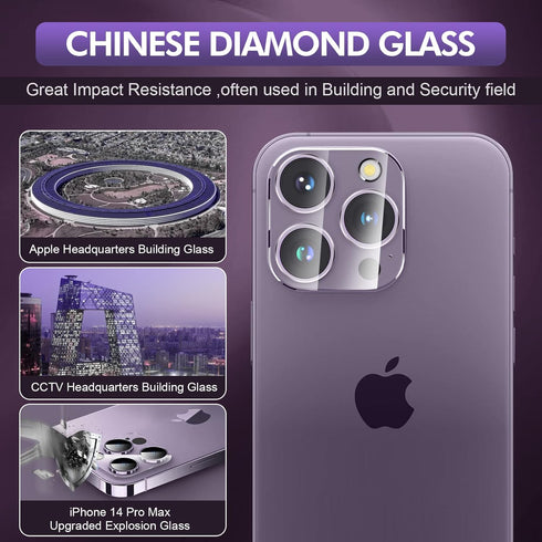 3PCS Rear Back Camera Lens Protector Tempered Glass for iPhone 14 Pro/ 14 Pro Max - HD Clear Full Coverage Guard......