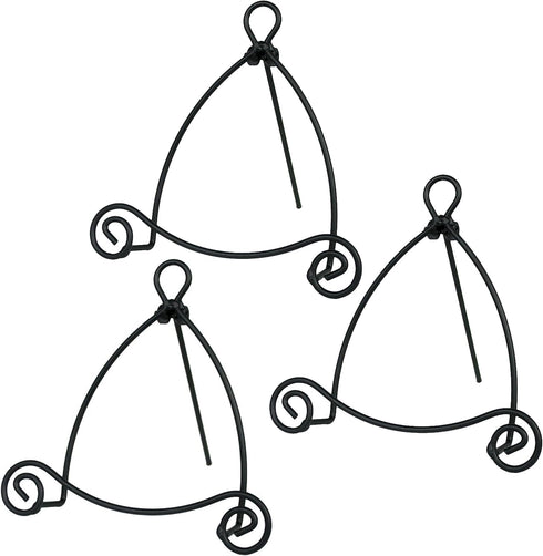 BANBERRY DESIGNS Black Metal Easel - Set of 3 - Wrought Iron Display Plate Stand - Swirling Spiral Scroll Design - 5 Inch High...