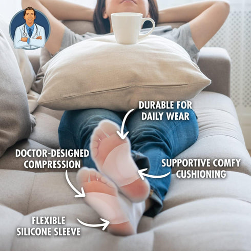 Dr. Frederick's Original Arch Support Sleeves Plus - 2pcs - Arch Pain Relief - Flat Foot Support - Foot Pain Relief - Arch Supports for Men & Wome...