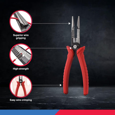 NEIKO 02038A 6-in-1 Wire Service Tool | 8-1/2" Length | Gripper, Crimper, Stripper, Cutter, Extractor, Electrician Pliers...