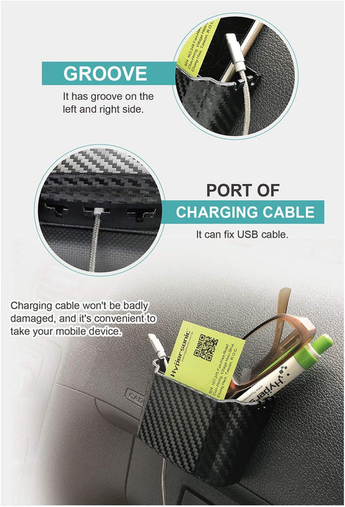 Hypersonic Front Seat Car Organizer Universal Vehicle Dashboard Pocket Holder Plastic Black Cargo Storage Box Holds Phone Money Cards Keys Glasses...