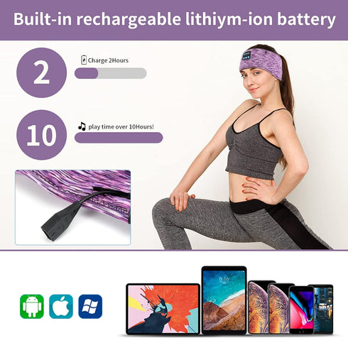 Sleep Headphones, wireless Headband with Zip Pocket Wireless Music Sport Headbands with Ultra-Thin HD Stereo Speakers for Side Sleepers, Meditatio...