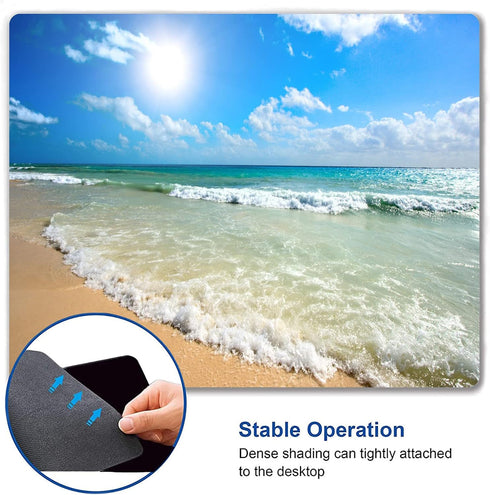 Custom Square Gaming Mouse Pad, Office Mouse Pad, Beach Ocean Wave Anti-Slip Rubber Base Mouse Pad for Desktop Computer and Laptop Mouse Pad...