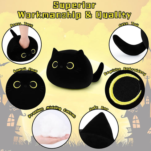 Black Cat Plush Toy-10'' Black Cat Stuffed Animal, Black Cat Anime Plush Cute Soft Plush Cat Plushie Stuffed Cat Toys, Cat Plush Pillows Toy Doll ...