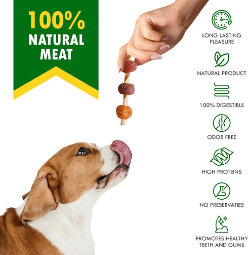 Kabobs Dog Rawhide Treats with Duck & Chicken Human Grade Meat - All Natural Dried Snacks - Grain Free Long Lasting Chews for Large & Small Dogs -...