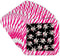 3dRose cst_61793_2 Cute Black Skulls with Bows on Pink Zebra-Soft Coasters, Set of 8...