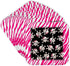 3dRose cst_61793_2 Cute Black Skulls with Bows on Pink Zebra-Soft Coasters, Set of 8...