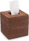 Rattan Tissue Box Cover Natural Woven Facial Napkin Holder Square (Honey Brown, 5.5x5.5x5.9 Inch)...