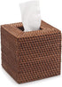 Rattan Tissue Box Cover Natural Woven Facial Napkin Holder Square (Honey Brown, 5.5x5.5x5.9 Inch)...