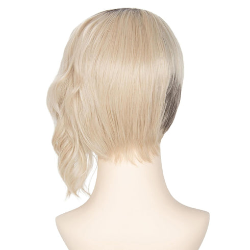 Miss U Hair Women Girl's Short Half Curly Half Straight Wig Decent Black Gradient Golden Cosplay Wig...