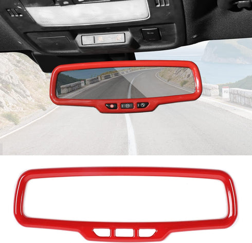 Compatible with 2011-2015 Chevrolet Camaro, Car Rear View Mirror Interior Trim Cover (Red)...
