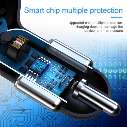 QC 3.0 Car Fast Charger, 3-Port Smart Phone Charger Compatible with Cigarette Lighter Socket, iPhone 11/Pro/Pro Max, 12 Pro, iPad, Samsung Galaxy,...