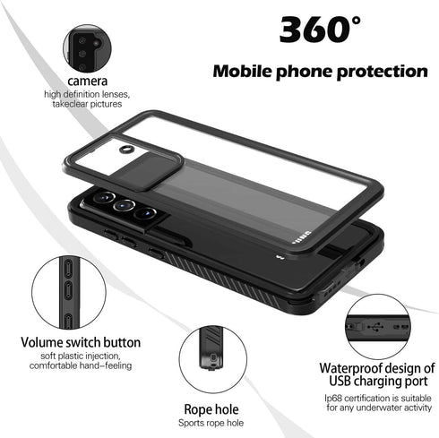for Samsung Galaxy S21 Ultra 5G Case Waterproof IP68 Certified Dustproof Shockproof Snowproof Built-in Screen Protector for Galaxy S21 Ultra 6.8" ...