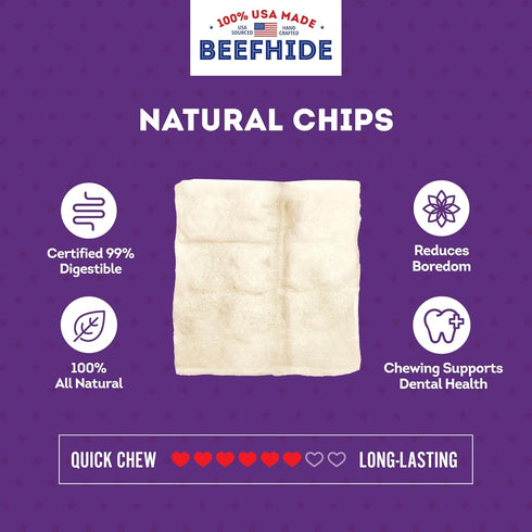 USA Beefhide Chips Dog Chew Treats - Natural Flavor, 12oz/1 Pack...