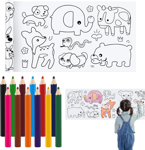 Children's Drawing Roll, Coloring Paper Roll for Kids, Drawing Paper Roll DIY Painting Drawing Paper, Color Filling Paper, Sticky Drawing Art supp...