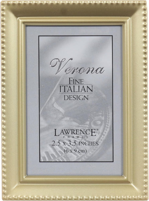 Lawrence 11423 Antique Gold Brass 2x3 Picture Frame - Beaded Edge Design...