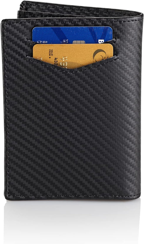 Stealth Mode Large Mens Bifold Wallet with ID Window and RFID Blocking (Carbon Fiber)...