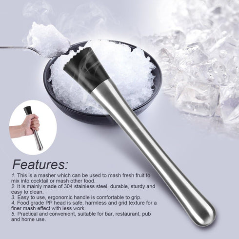 Fdit Cocktail Muddler Stainless Steel Bar Stick Mojito Masher Fruit Mixer Ideal Bartender Tool Barware...