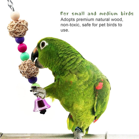 BWOGUE Bird Swing Toys with Bells Pet Parrot Cage Hammock Hanging Toy Perch for Budgie Love Birds Conures Small Parakeet Finches Cockatiels (5 Pac...