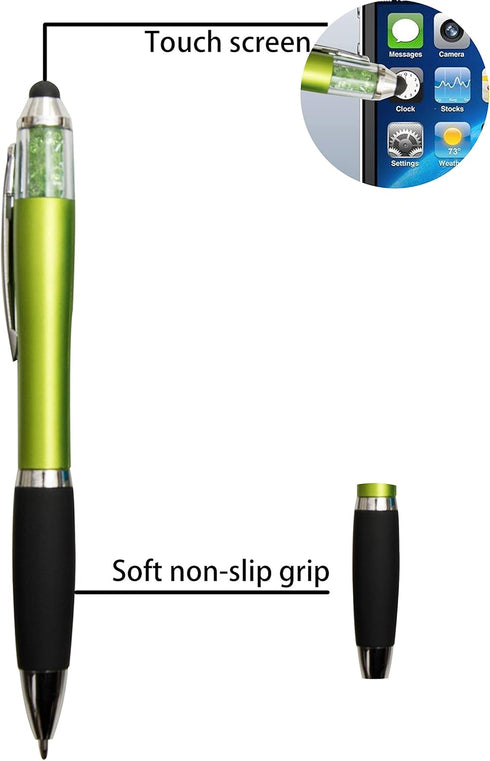 Stylus Pens for Touch Screens, Ballpoint Pens Black Medium Point with Crystals for Women and Kids Black Ink Pen with Stylus Pen for iPad with Comf...