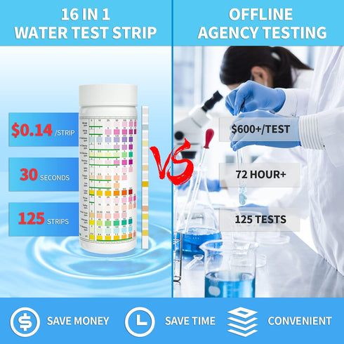 Water Testing Kits for Drinking Water: 125 Strips 16 in 1 Well and Drinking Water Test Kit, TESPERT Water Test Strips with Hardness, pH, Lead, Iro...