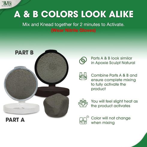 Aves Apoxie Sculpt - 2 Part Modeling Compound (A & B) - 1/4 Pound, Apoxie Sculpt for Sculpting, Modeling, Filling, Repairing, Simple to Use and Du...