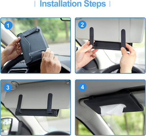 Car Tissue Holder, Upgraded Version Hanging Tissue Holder in Car, Premium PU Leather Car Napkin Holder for Universal Auto, Easy Use (Black)...