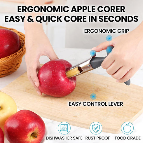 SCHVUBENR Premium Apple Corer Tool - Easy to Use and Clean - Sturdy Apple Remover with Sharp Serrated Tips - Stainless Steel Corers for Apple and ...