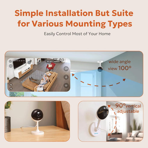 owltron Indoor Security Camera 2K, 2.4GHz WiFi Cameras for Home Security Baby Monitor Camera with Motion/Cry Detection, Pet & Dog Cam with Phone A...