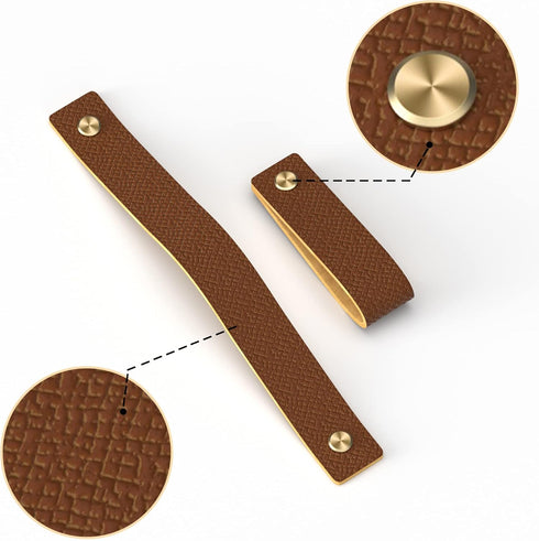 Leather Drawer Pulls, Leather Cabinet Handles 6-Pcak 5in, Soft Handles Hole Pitch Adjustable, Suitable for Living Room Bedroom Kitchen,MYW...