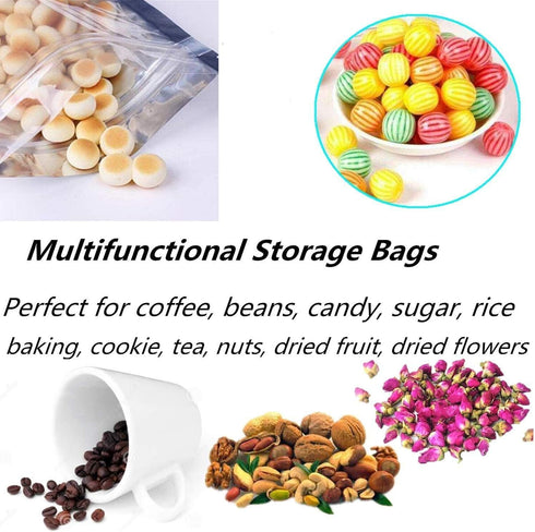 200 Pack Resealable Mylar Bags Smell Proof Pouch Aluminum Foil Packaging Plastic Ziplock Bag,Small Mylar Storage Bags For Bulk Candy,Cookies,Snack...