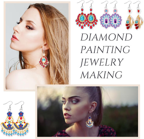 Kigeli 20 Pairs Diamond Painting Earrings Jewelry Diamond Art Earring Kit for Jewelry Making 5D DIY Earring Making Kit for Adults Kids Boho Dangle...