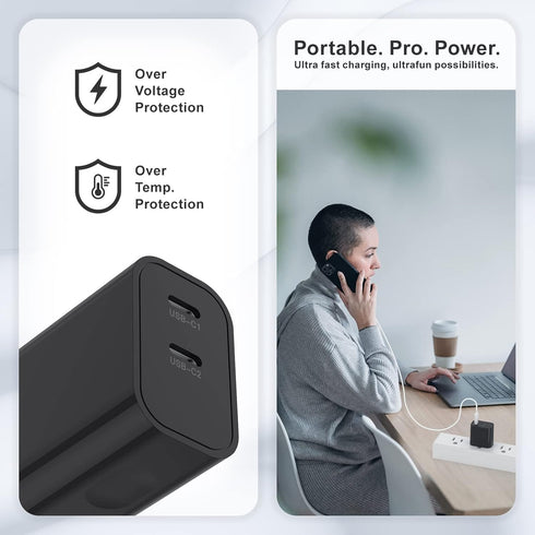USB C Charger Block, 3 Pack PD20W Dual USB Type C Fast Charging Power Plug Adapter for iPhone 15/15 Pro/15 Plus/15 Pro Max/14/13/12, Watch Series/...