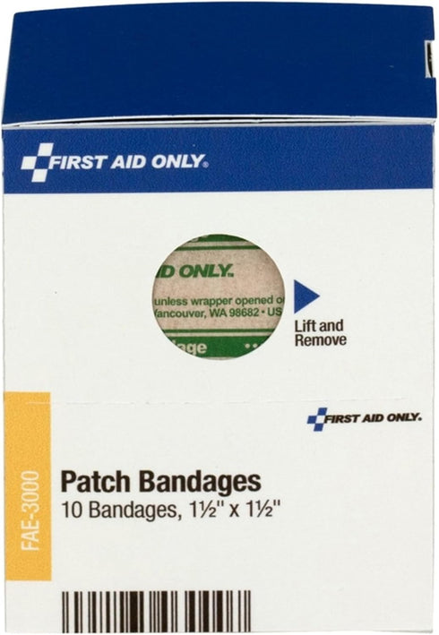 First Aid Only - FAE3000 Patch Bandages, 1 1/2 x1 1/2, 10 Count...