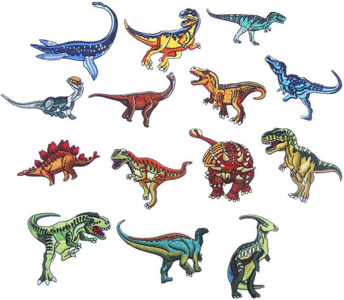 CCINEE 14pcs Iron On Patches DIY Sew On Decorative Appliques Stickers Embroidery Patches for Cloth Backpacks Jeans Coats, Dinosaur Theme...