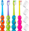 Kids Toothbrush 4 Pack - Soft Bristles with Suction Cup - Toothbrush Kids, Child Sized Brush Heads (3-10 Year Old) Kid Toothbrush with Easy Storag...