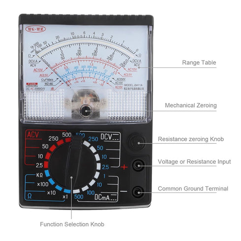 DC/AC Voltage Current Resistance Electrician Tool Mechanical Multimeter with Test Leads, Handheld Analog Multimeter Pointer Tester...