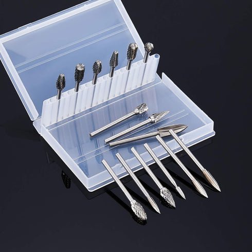 Honoson 15 Pieces Wood Carving and Engraving Drill Bit Double Cut Rotary Burr Carbide Woodworking Drill Bits Set for DIY Woodworking, Drilling, En...
