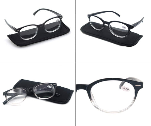Black Reading Glasses Women Cute Small Round Readers +2.25 for Small Head/Petite Face,Lightweight Cheaters Reading Glasses w/Comfortable Spring Hi...