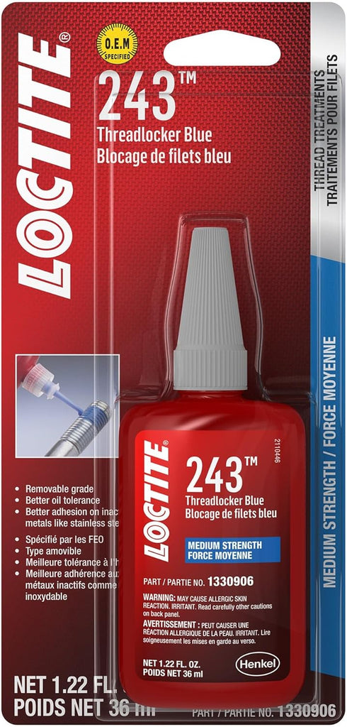 Loctite 1330906 243 Medium Strength Surface Insensitive Threadlocker...