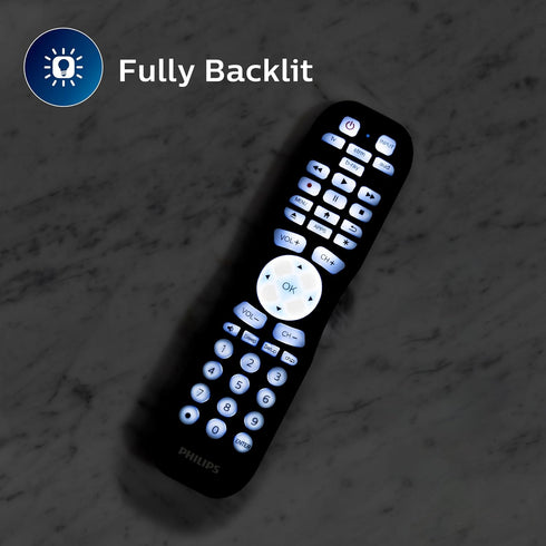 Philips Universal Remote Control for Samsung TV, Blu-ray, Soundbar, Cable/Satellite, Streaming Players, Roku Boxes, and More, 30 Ft Find-It Featur...