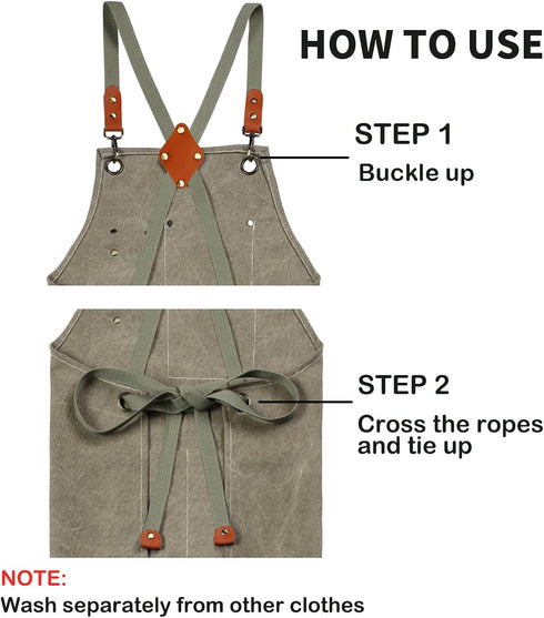 Aprons for Men Women with Large Pockets, Cotton Canvas Cross Back Apron with Adjustable Straps,Kitchen Cooking Baking Bib Work Apron...